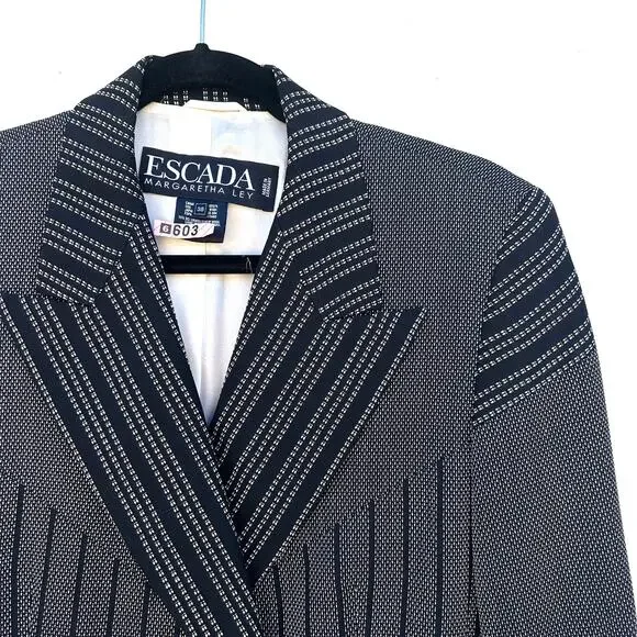 Vintage Escada Margaretha Ley Wool Silk Double Breasted 38 Blazer